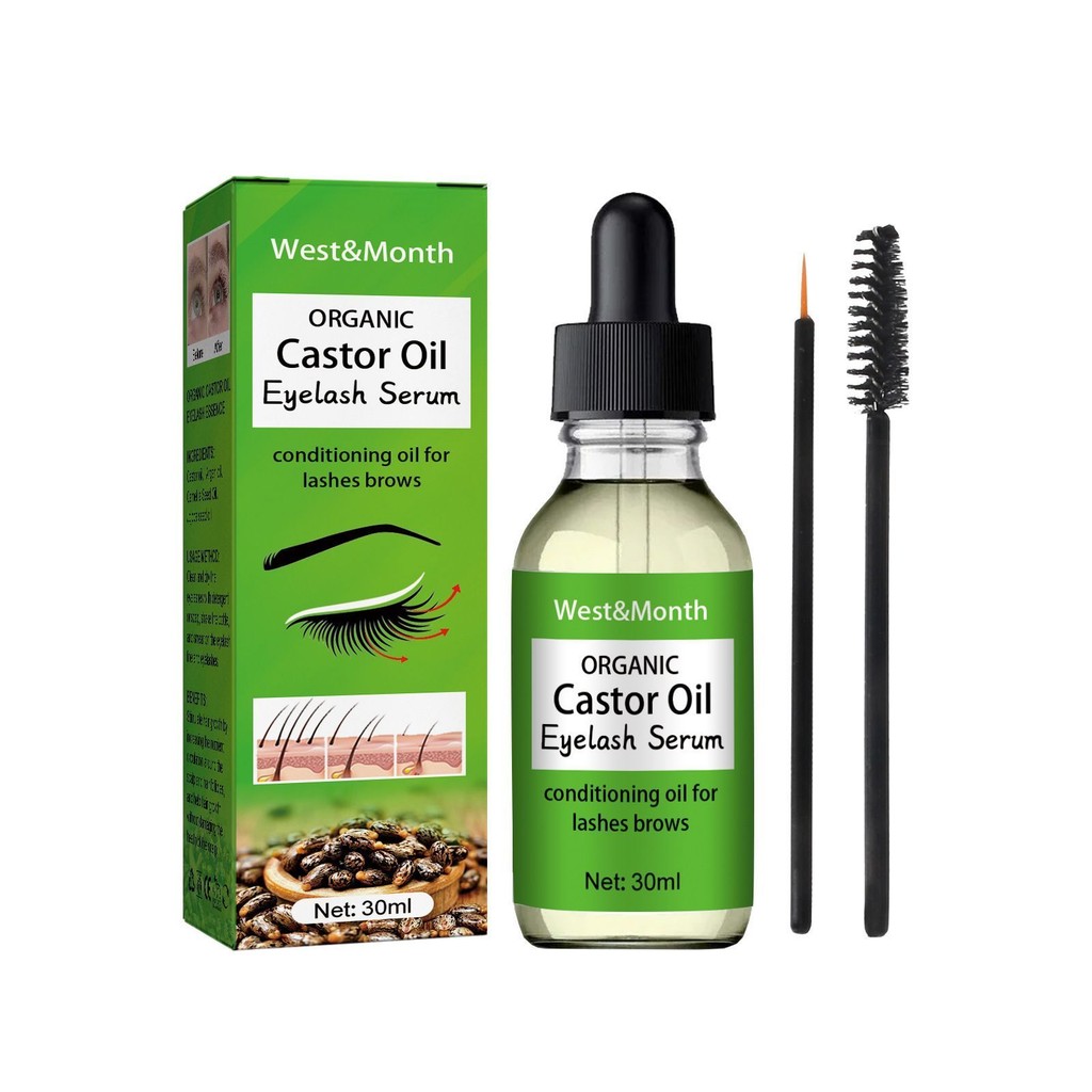 West & Month Castor Oil Mascara หนา Moisturizing Natural Long Black Curling Mild Non-Marking 10.8 bc