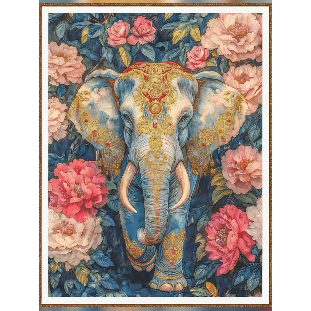 【70x90cm-11CT】ปักครอสติส 2025 สไตล์ใหม่ช้างป่าบรรยากาศเย็บปักถักร้อยด้ายแฮนด์เมดสไตล์ย้อนยุค