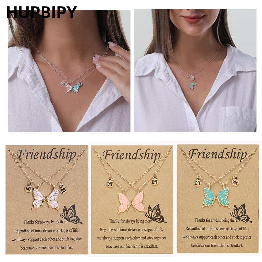 HUPBIPY สร้อยคอมิตรภาพแฟชั่นเครื่องประดับสําหรับสาวผู้หญิงระยะทางยาว BFF สร้อยคอ
