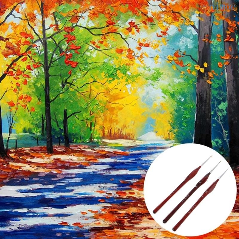 Nio 3 ชิ้นแปรงทาสีขนาดเล็ก Professional Wolf Hair Fine Detailing 0 000