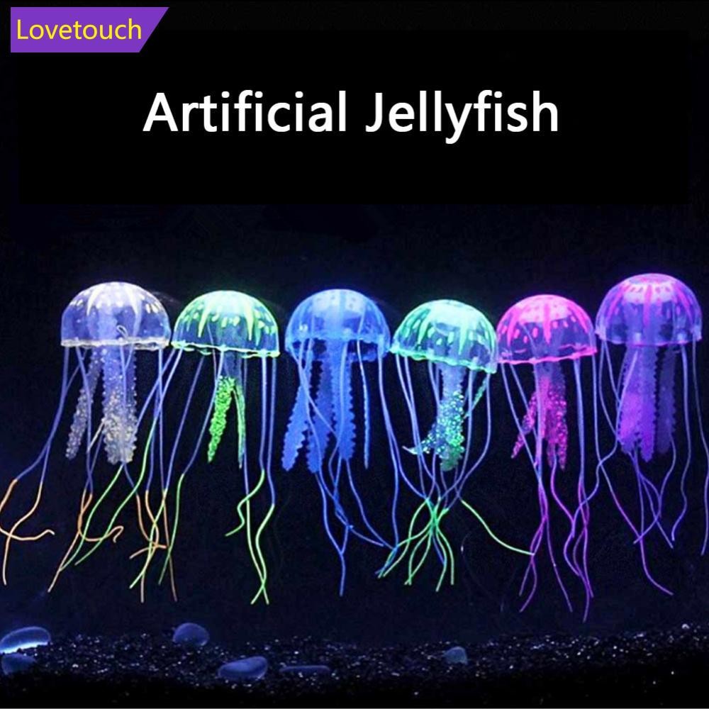 LOVETOUCH ว่ายน้ําประดิษฐ์ผลเรืองแสงแมงกะพรุน Aquarium ตกแต่งถังปลาใต้น้ํา Live Plant Luminous เครื่