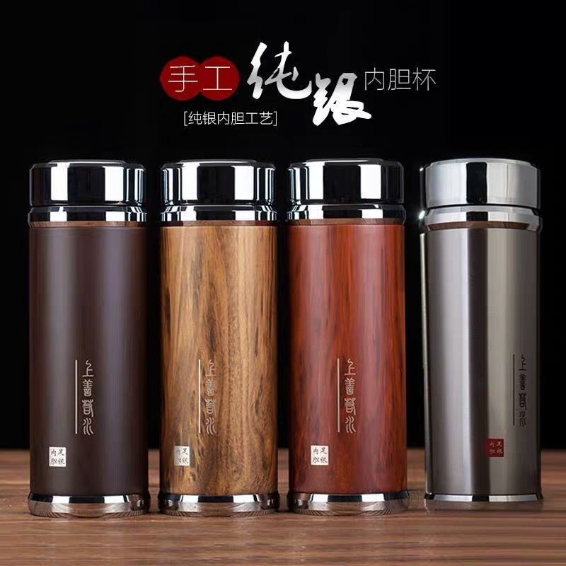 ถ้วยเงิน s999 เงินสเตอร์ลิง Thermos ถ้วย Snowflake Silver Liner Health Care ถ้วยชาถ้วยของขวัญตัวอักษ
