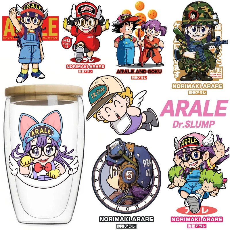 Arale สติกเกอร์พิมพ์เย็นคริสตัลกาว UV Transfer สติกเกอร์แฟชั่น DIY สติกเกอร์ฉลากการ์ตูนสติกเกอร์ล้างทําความสะอาดได้
