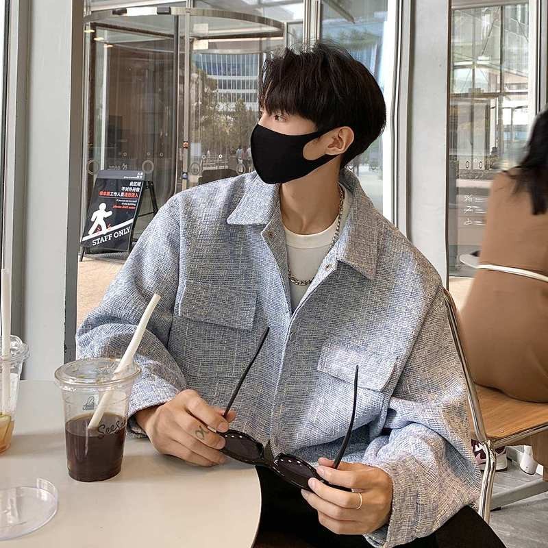 เสื้อแจ็คเก็ตหนังนมกลิ่นหอมสำหรับผู้ชาย อินเทรนด์ในฤดูใบไม้ผลิ