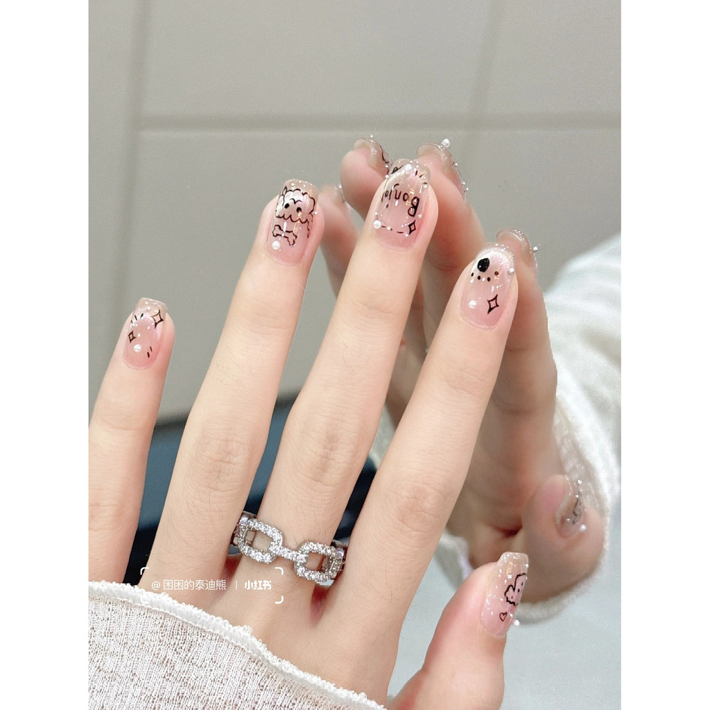 [Dream White] Cats Eye Handmade Wearing Nails แผ่นแปะเล็บ เล็บปลอม 5080 #