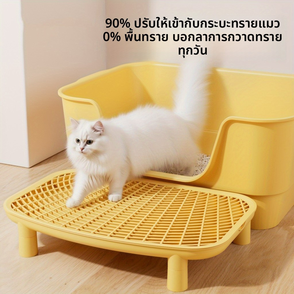 Cat litter box with a mat-style opening and closing mechanism, double-layered sand control with leak-proof design.