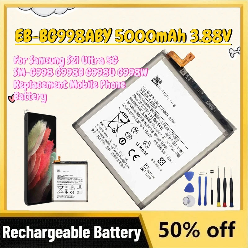 อัพเกรด EB-BG998ABY 5000mAh 3.88V แบตเตอรี่สําหรับ Samsung S21 Ultra 5G SM-G998 G998B G998U G998W เป