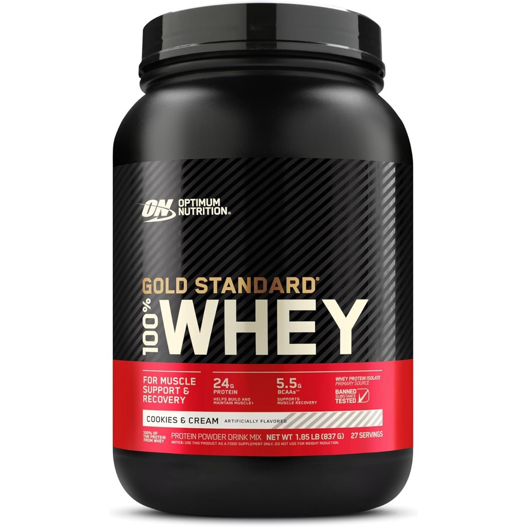 Optimum Nutrition Gold Standard 100% Whey Protein Powder, Cookies & Cream, 2 ปอนด์ (Packaging May Va