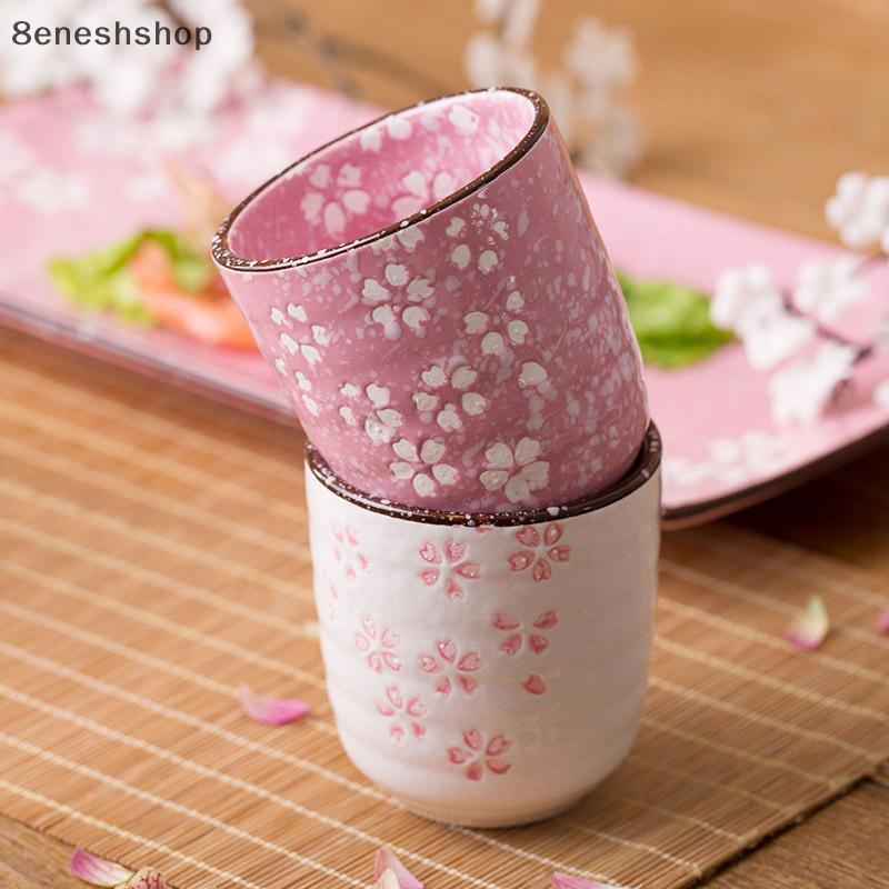 ENE สไตล์ญี่ปุ่น Kung Fu ชาเซรามิค Underglaze Porcelain ถ้วยชาเจ้าของบ้าน Sub-Cup แก้วชาถ้วยสีชมพูสีขาว TH