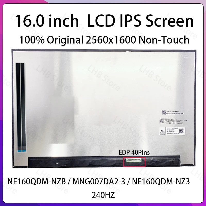 16 "240Hz หน้าจอ LCD NE160QDM-NZB MNG007DA2-3 สําหรับ Lenovo Legion Pro 5 16ADR10 16IAX10 16IRX10 16
