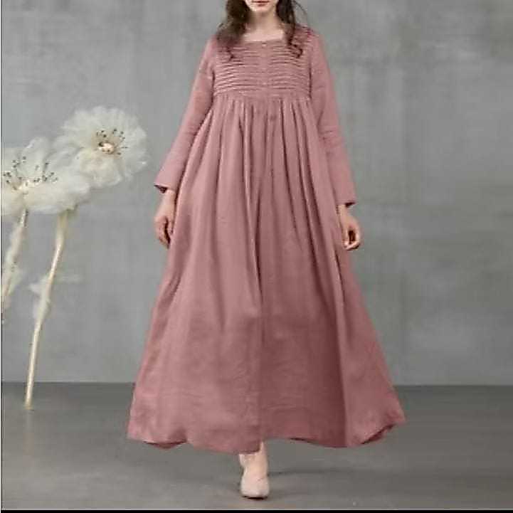 Gerldine Maxi Dress วัสดุผ้าลินินพรีเมี่ยม Modern Musli Womens Gamis Dress แฟชั่น