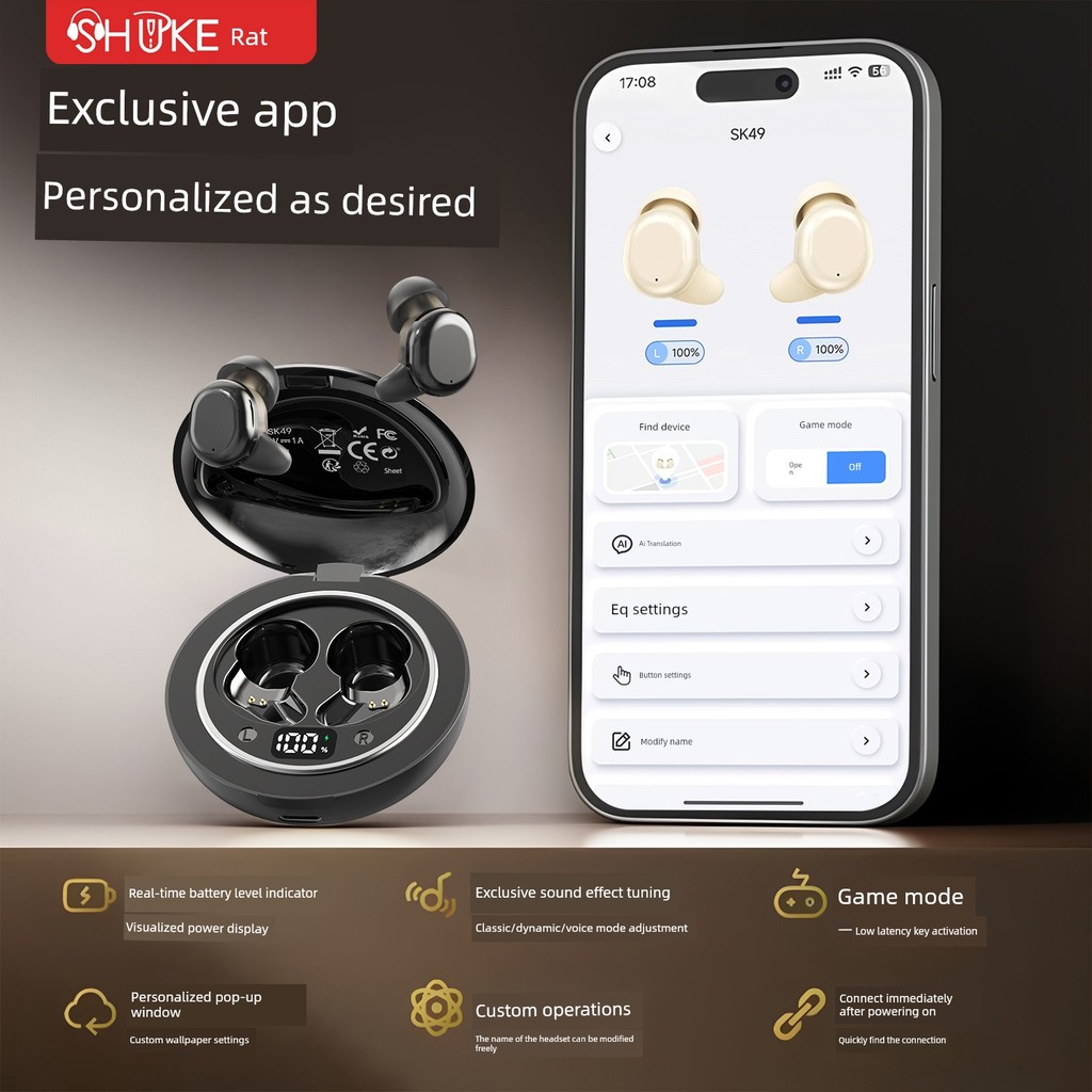 หูฟัง bluetooth หูฟังบลูทูธ 2025 ชุดหูฟังบลูทูธสําหรับการนอนหลับรูปแบบใหม่ในหูเพลงช่วยการนอนหลับพิเศ