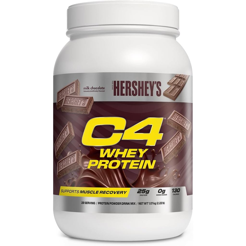 C4 Whey Protein Powder, Hershey's Chocolate - 25g Protein, 0g Added Sugar, 130 Calories Per Serving,