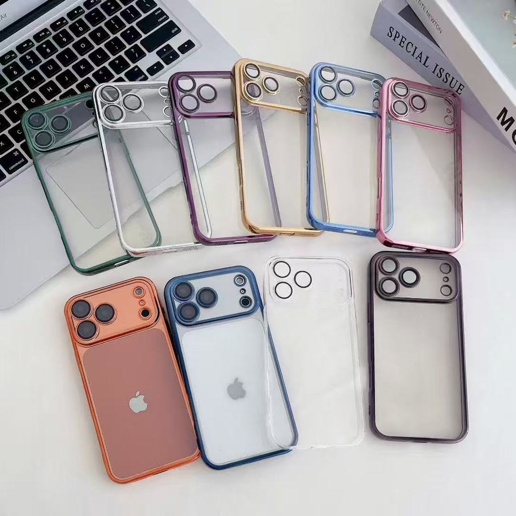 เหมาะสําหรับ Apple 15plus/14 เคสโทรศัพท์ชุบบางเฉียบ iPhone17Air พร้อมฟิล์มเลนส์ 16promax Soft