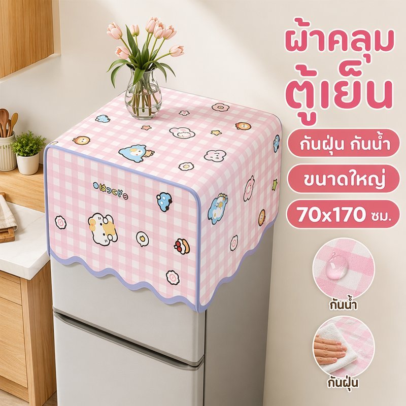 ผ้าคลุมตู้เย็น กันฝุ่น กันน้ำ สำหรับตู้เย็นประตูเดี่ยว ประตูคู่ ผ้าคลุมเครื่องใช้ในครัว ขนาด 70x170