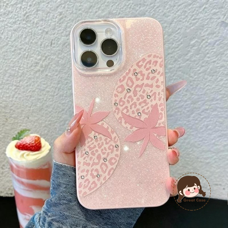 หรูหราเสือดาวพิมพ์สตรอเบอร์รี่ Glitter เคสโทรศัพท์สําหรับ iQOO Z11X Z10 Lite Z10R Z10X Z9S Pro Z9 Li