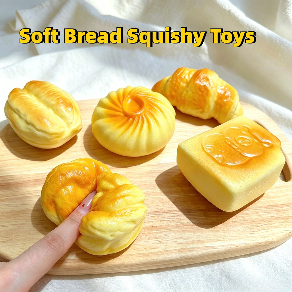 ชุดขนมปัง Squishy ของเล่น Soft Steamed Bun Fidget ของเล่นฟื้นตัวช้าของเล่นบีบอัด