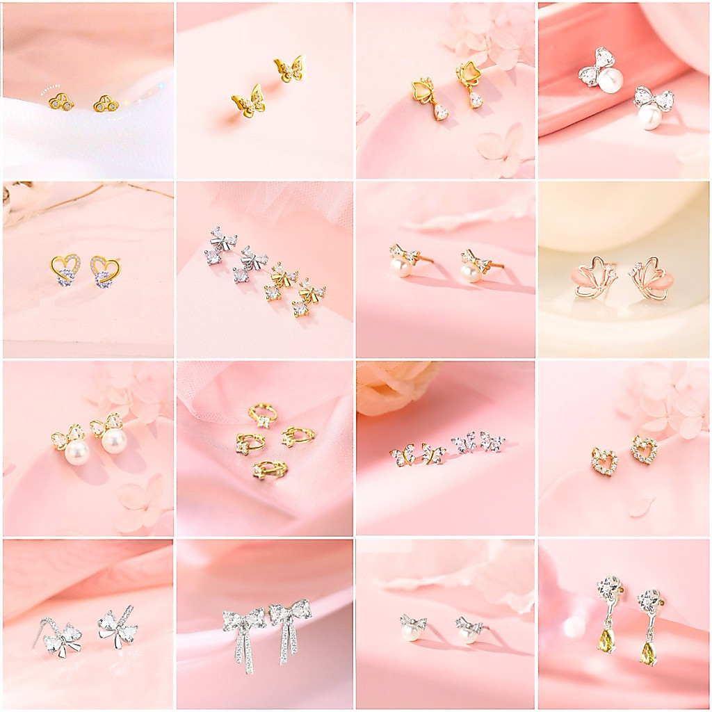 ต่างหูหัวใจเพชร 6mm ต่างหูมินิมอล👑 รุ่นA9  1คู่CN Jewelry earings ตุ้มหูหัวใจ ฟรีตลับทอง