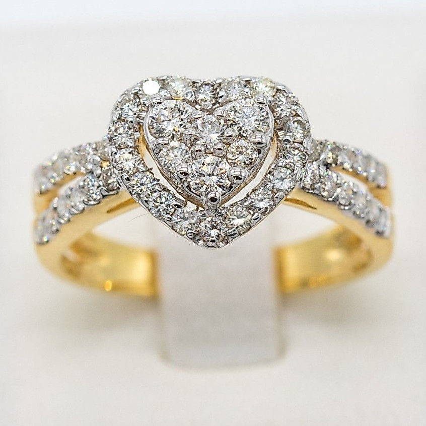 Happy Jewelry แหวนหัวใจ เพชรแน่นๆ อลังการ วิบวับ แหวนเพชรแท้ ทองแท้ 37.5% ME580