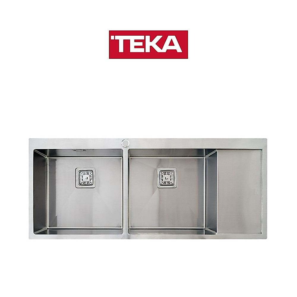 TEKA อ่างล้างจาน 2 หลุม 1 ที่พัก ติดตั้งบนเคาน์เตอร์ รุ่น TQB 2B1D  สีสแตนเลส ฟรีก๊อกน้ำเย็น