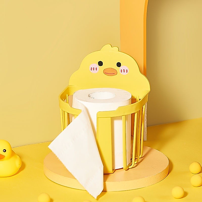 🐣สินค้าพร้อมส่ง🐣 กล่องใส่ทิชชู่ลายเป็ดน้อย กันน้ำ  ไม่ต้องเจาะผนังด้วยสติ๊กเกอร์กาว A23