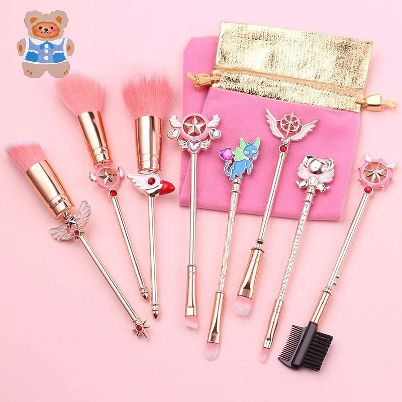 Cardcaptor Sakura ชุดแปรงแต่งหน้า Fibre ผมโลหะ Handle Eye shadow Blusher Powder Eyebrow Sailor Moon 