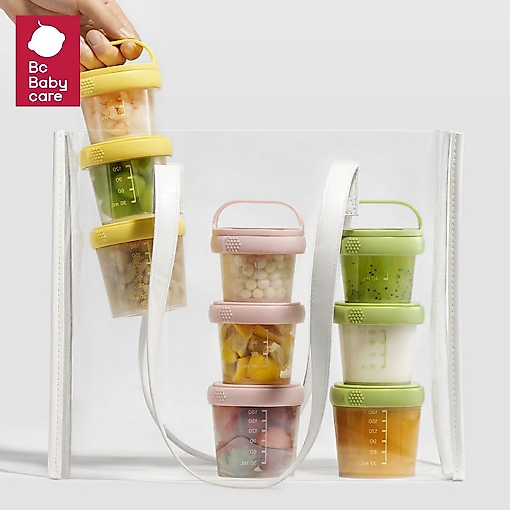 Babycare ภาชนะเก็บอาหารเด็ก ขวดใส่ขนม กล่องเก็บอาหารปลอดสาร BPA 3 ชิ้น/เซ็ต ถ้วยเก็บอาหาร กล่องเก็บอาหาร
