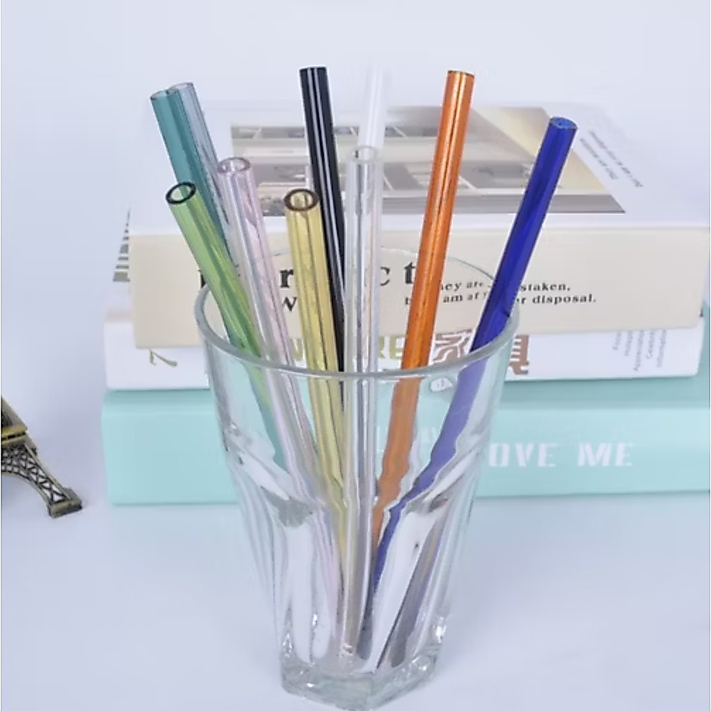 3ขนาด (16/18/20cm) หลอดแก้วแบบตรง สำหรับดูดน้ำ มีให้เลือก 9 สี