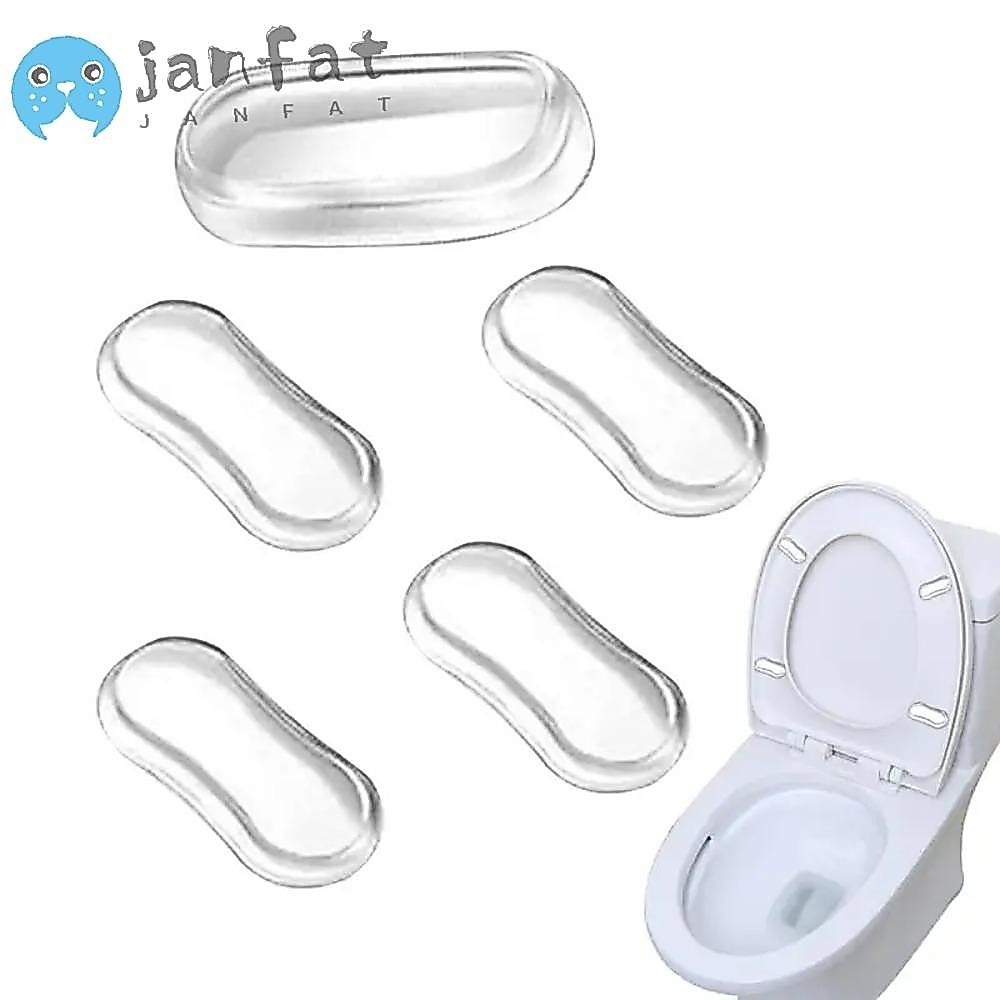 Janfat 5 ชิ้นที่นั่งชักโครกบัฟเฟอร์ Pad, Strong กาวกันกระแทกฝาชักโครกแผ่นยาง,อุปกรณ์ห้องน้ําเปลี่ยนซิลิโคนที่นั่งชักโครกกันชน