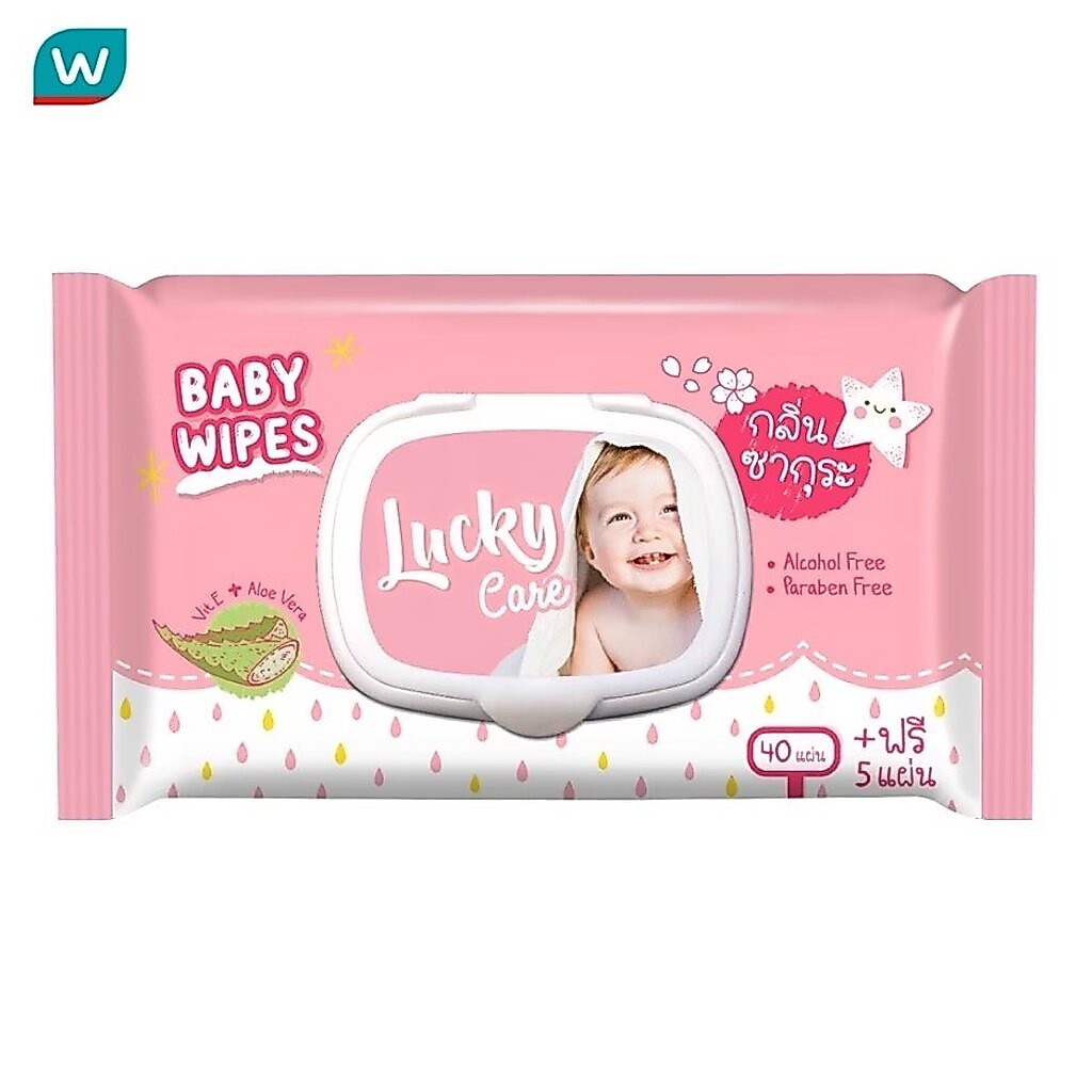 Lucky ลัคกี้ คลีน ทิชชู่เปียก กลิ่นซากุระ 45แผ่น
