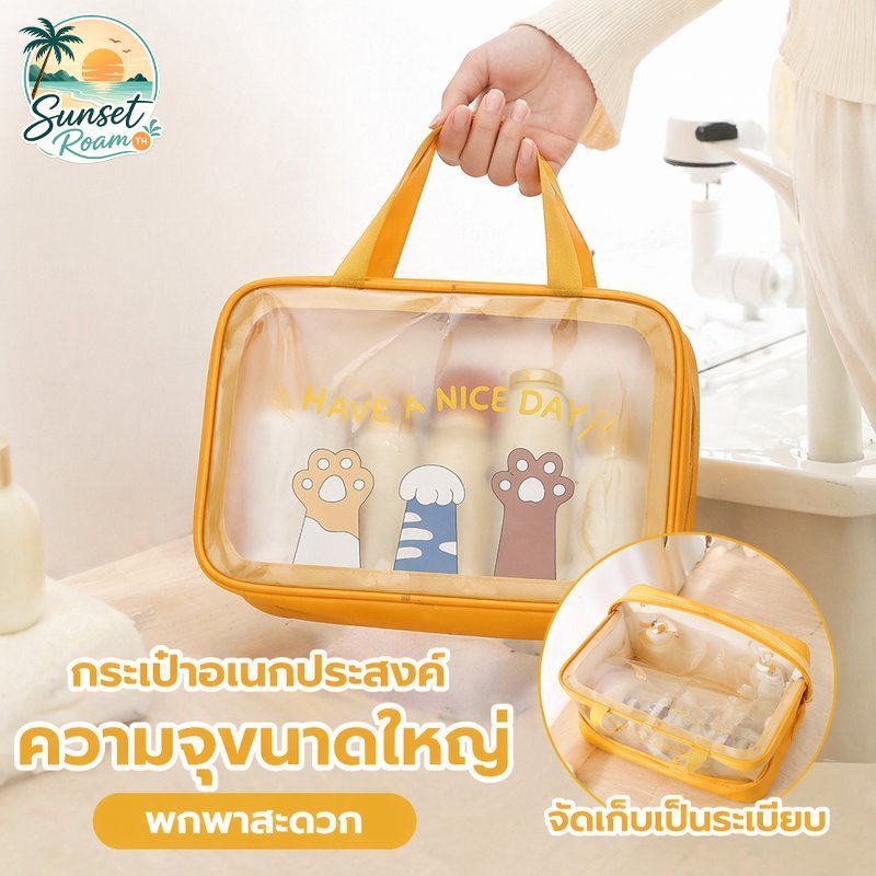 กระเป๋าห้องน้ำ กระเป๋าเครื่องสำอาง ใส กันน้ำ พกพา ความจุใหญ่ กระเป๋าเดินทาง ลายการ์ตูน อเนกประสงค์