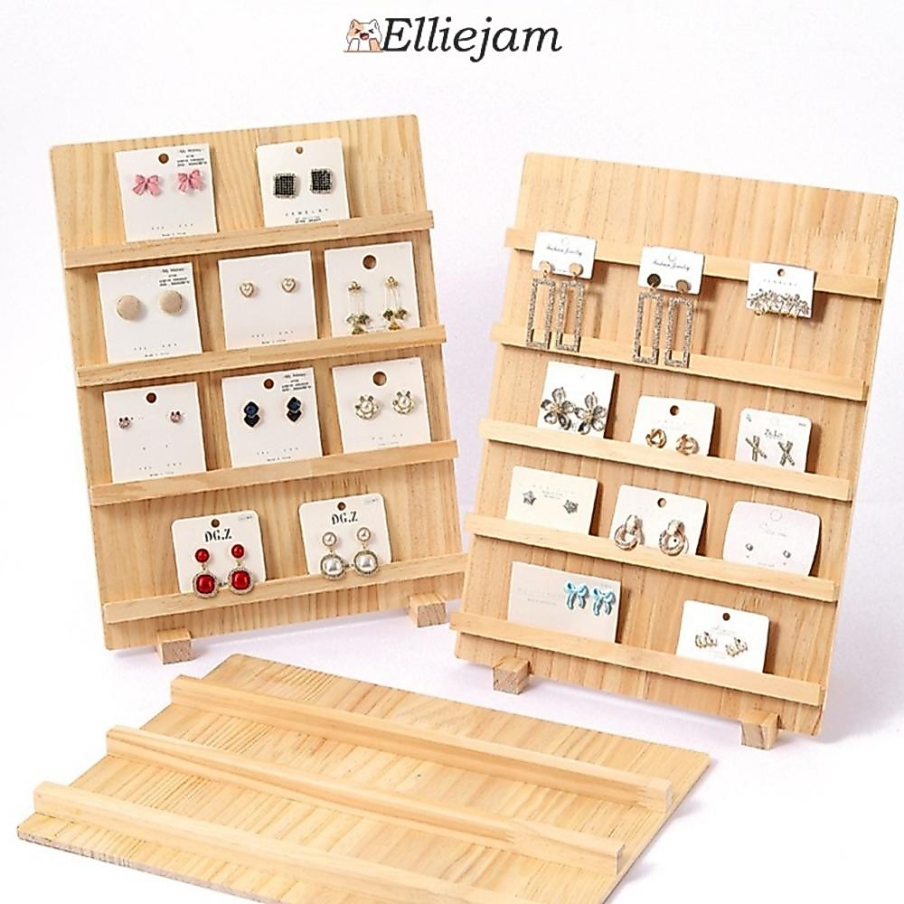 Elliejam ขาตั้งโชว์เครื่องประดับ, ชั้นวางต่างหูแบบถอดได้ไม้, กรอบ 3/4/5 ชั้น ชั้นเก็บกําไลข้อมือแนวตั้ง