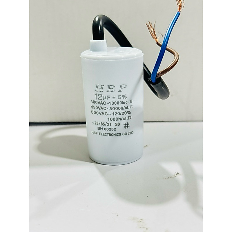 Cเครื่องซักผ้า12uf/450Vใช้กับเครื่องซักผ้า/ปั่มน้ำและมอเตอร์รุ่นอื่นที่มีค่าเท่ากัน