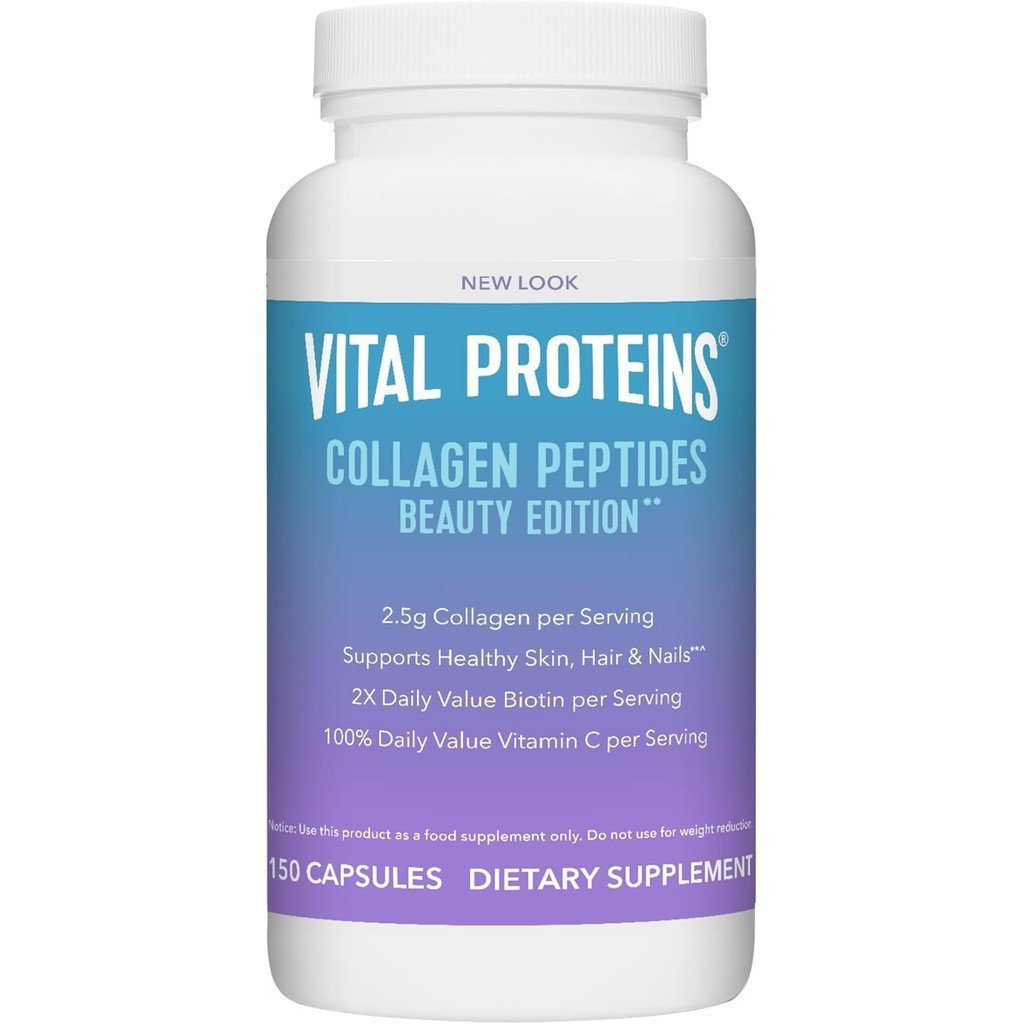 Vital Proteins Collagen Peptide Beauty Edition Capsules, แต่ละเสิร์ฟบรรจุ 2.5g คอลลาเจน, ประกอบด้วย 