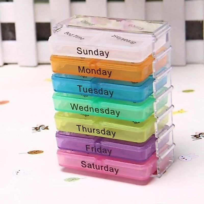 💊กล่องยา💊ถอดแยกได้ 7 วัน 28 ช่อง ตลับยา ตลับใส่ยา กล่องเก็บยา รายสัปดาห์ 7 วันยาผู้ถือกล่องยาออแกไนเซอร์รายสัปดาห์
