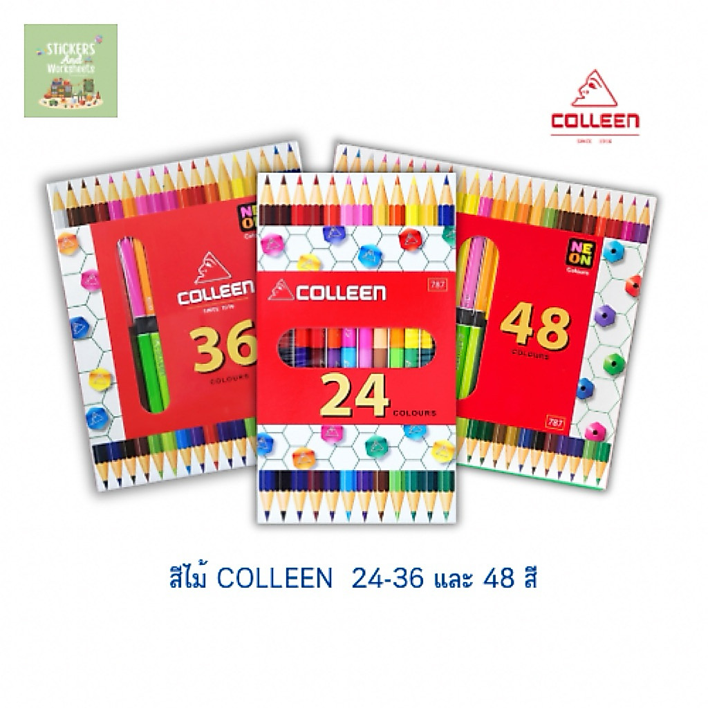 ดินสอสีไม้colleenพร้อมส่งมีแบบ24สี 36สีและ 48สี(1แท่ง2สี)
