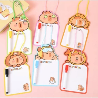 S0296 กระดานไวท์บอร์ด ลายคาปิบาร่า มีสายแขวน ขนาดเล็ก 20cm แถมฟรี ปากกา (สุ่มลาย) เครื่องเขียน