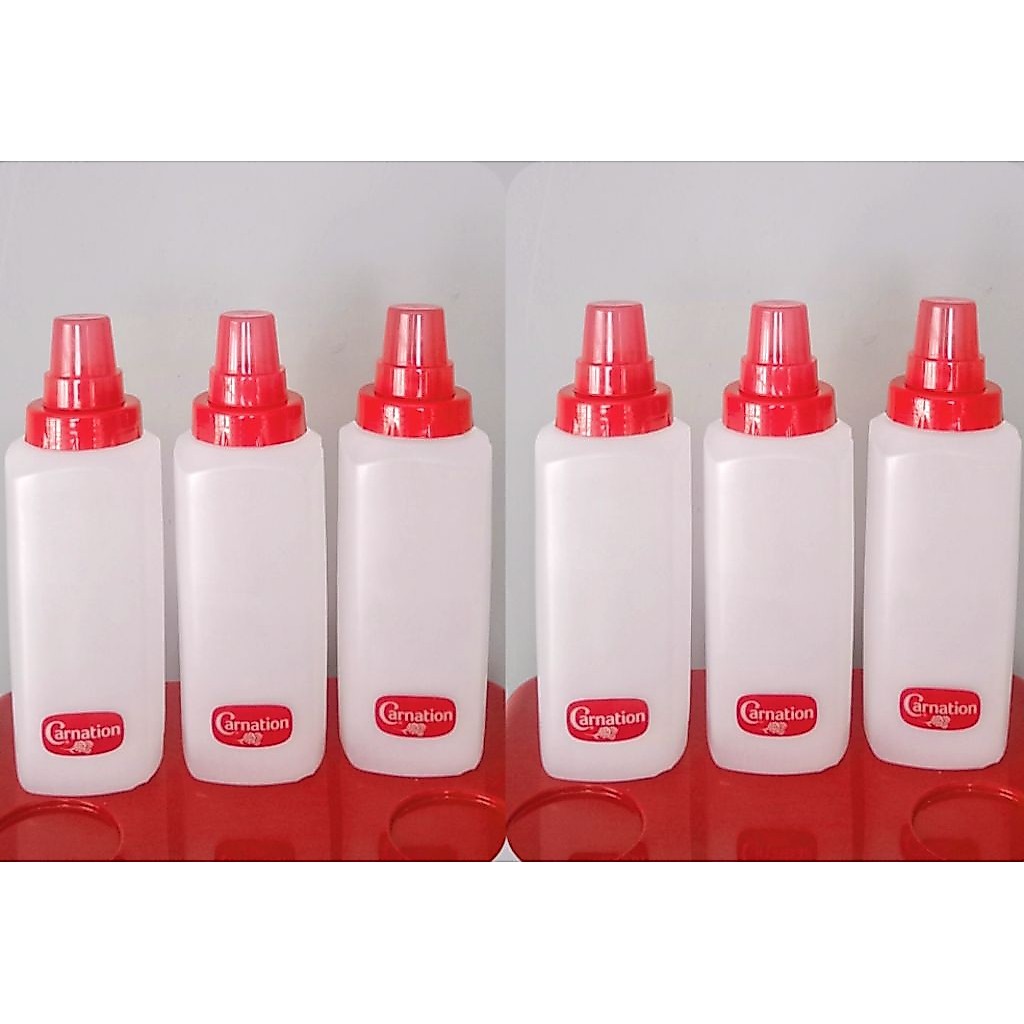 ขวดบีบคาร์เนชั่น ขนาด 1200 ml (ชุด 6 ใบ) ขวดใส่นมข้นหวาน ขวดบีบ รุ่นมีสเกล  ขนาด กว้าง 9 cm สูง 27 cm พลาสติก Food Grade