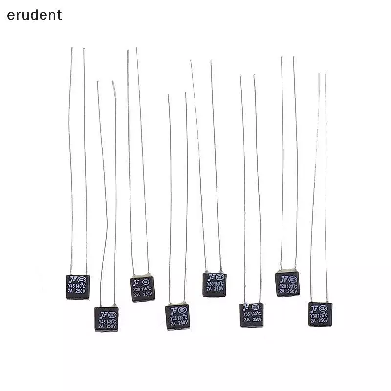Erudent 10 ชิ้นสีดําพัดลมมอเตอร์ 2A 250V ฟิวส์ความร้อน LED Fues 115 120 125 130 135 140 145 150 องศาอุณหภูมิสวิทช์ใหม่