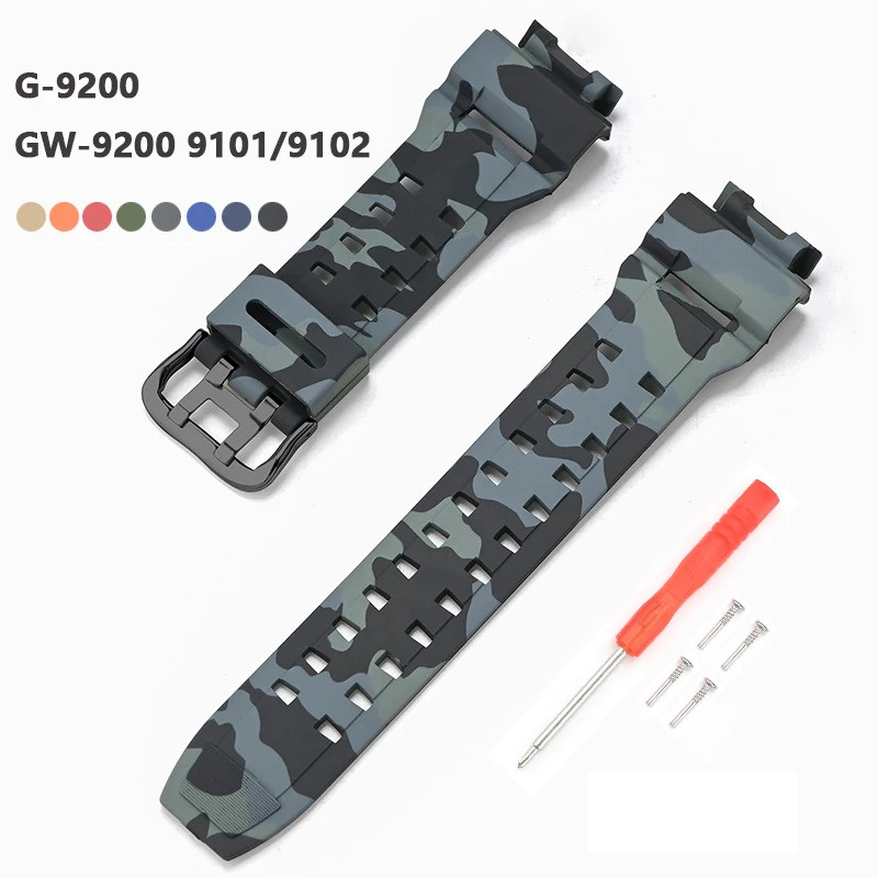 สายคล้องคอซิลิโคนสําหรับ Casio G-Shock G-9200 GW-9200 9101 9102 9110 9125 ผู้ชายกีฬายางนาฬิกาสร้อยข้