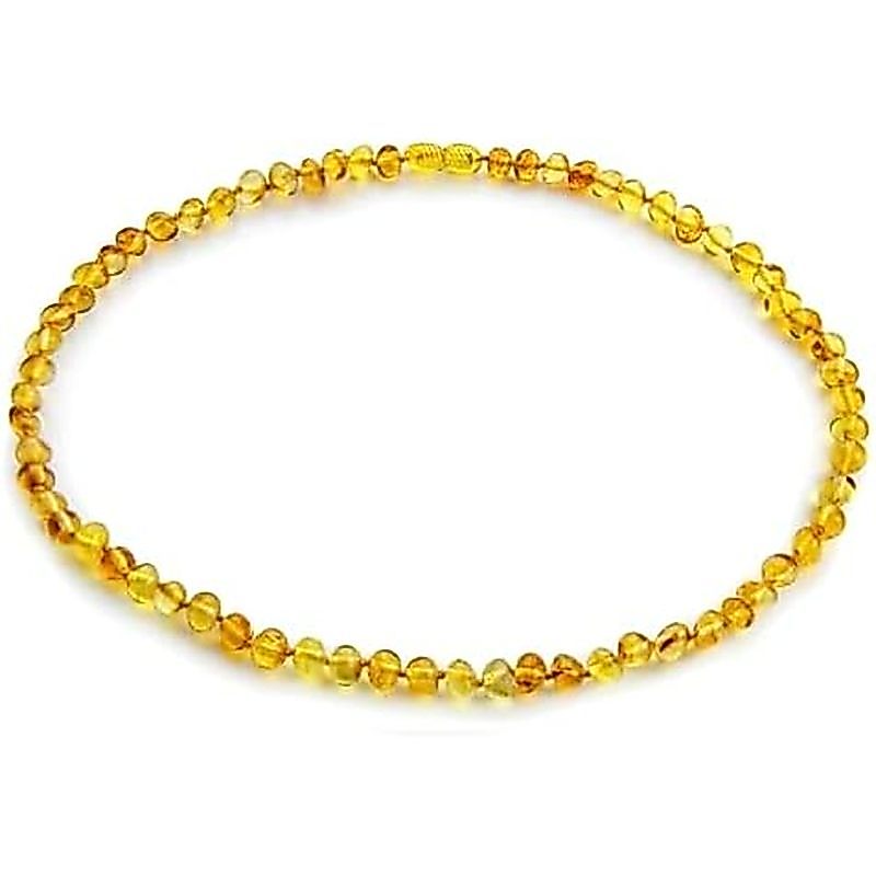 Amber Guru Baltic Amber สร้อยคอสําหรับผู้หญิงและผู้ชาย (ของแท้ได้รับการรับรอง) - 17.7 นิ้วลูกปัดขัดเ
