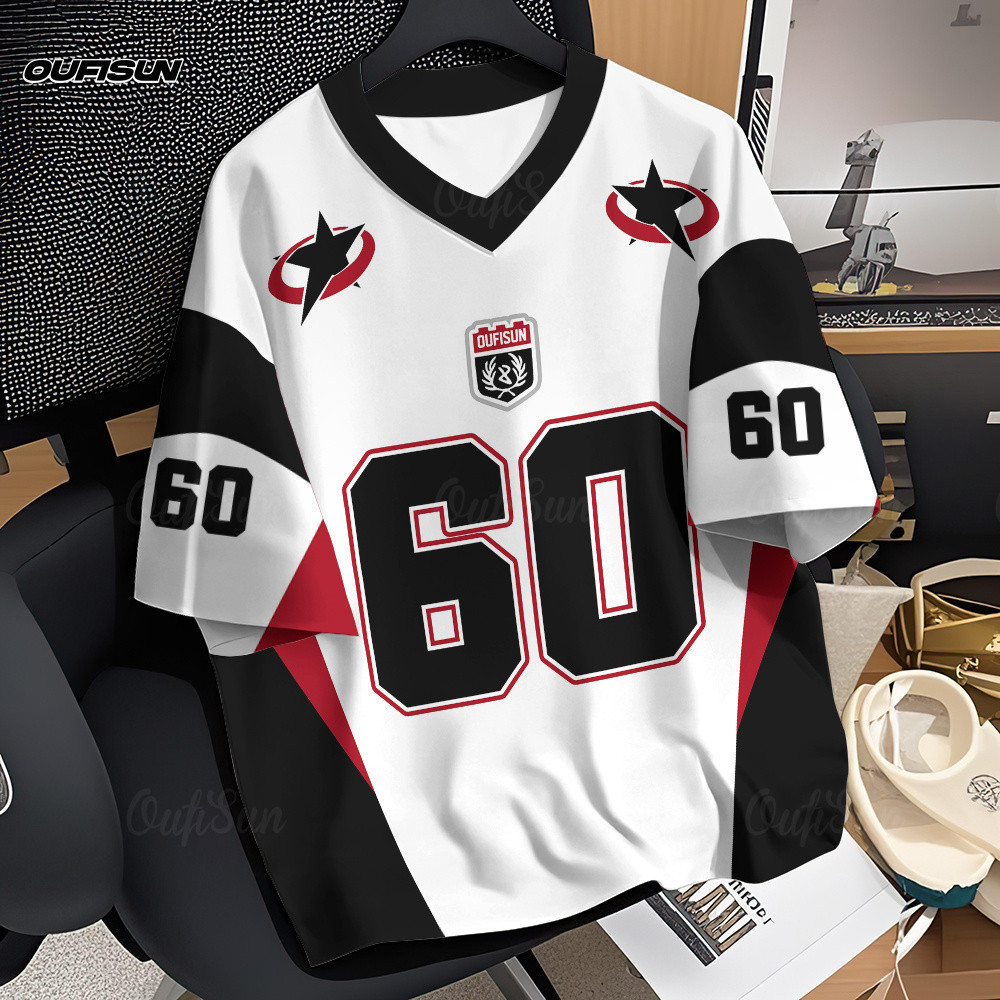 [ชื่อที่กําหนดเองฟรี] Viral American Street Football Sports Digital Jersey Unisex Breathable and Qui