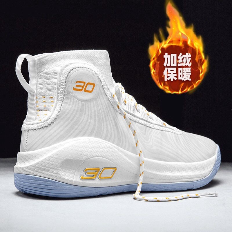 Putian 8 Curry 9 รองเท้าผ้าใบฤดูหนาวขนแกะ-ขนแกะอบอุ่น High-Top บาสเกตบอลรองเท้าผู้ชายปฏิบัติ Combat 
