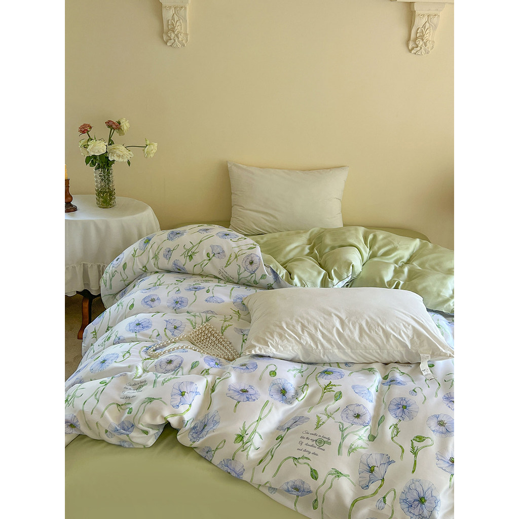 Poppy Holiday Original French Romantic Tencel Quilt Cover Quilt Cover Ice Silk Cool Nude Sleeping Su