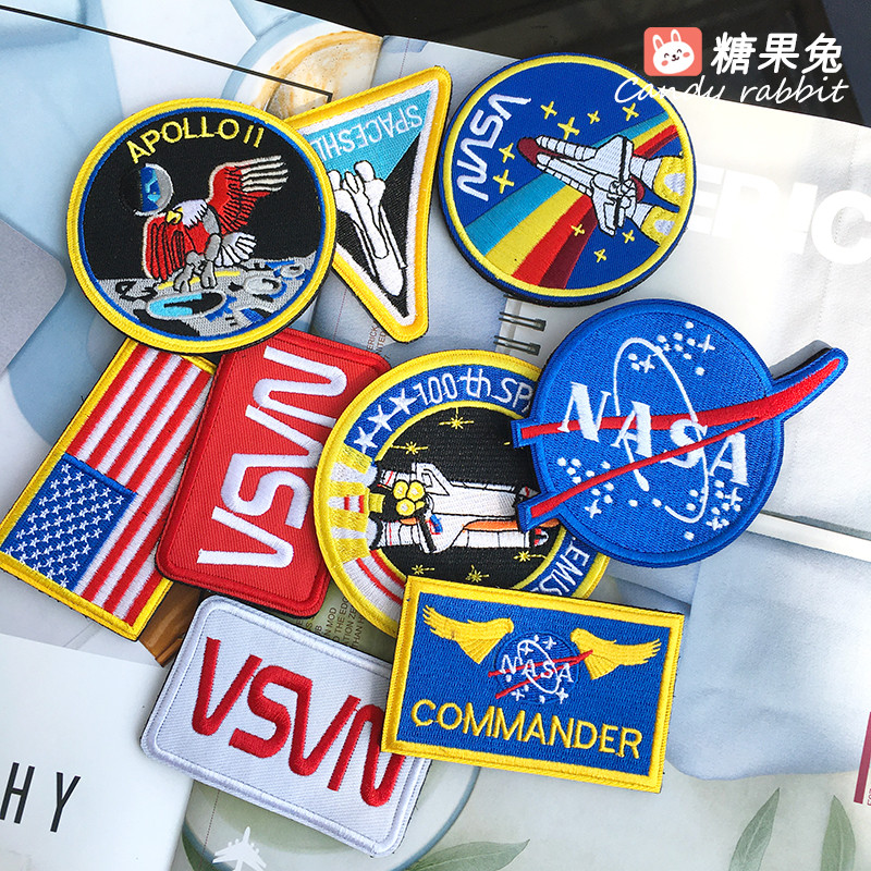NASA Armband Sticker Velcro NASA Full เย็บปักถักร้อย Badge Apollo Plan DIY Jacket เย็บ Badge Aberdee
