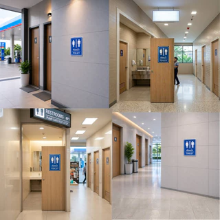 ZZ HOME01 สติกเกอร์ป้ายห้องน้ำ (ชายและหญิง) เหมาะสำหรับใช้งานภายนอกอาคาร มีความทนทานและใช้งานได้ยาวนาน