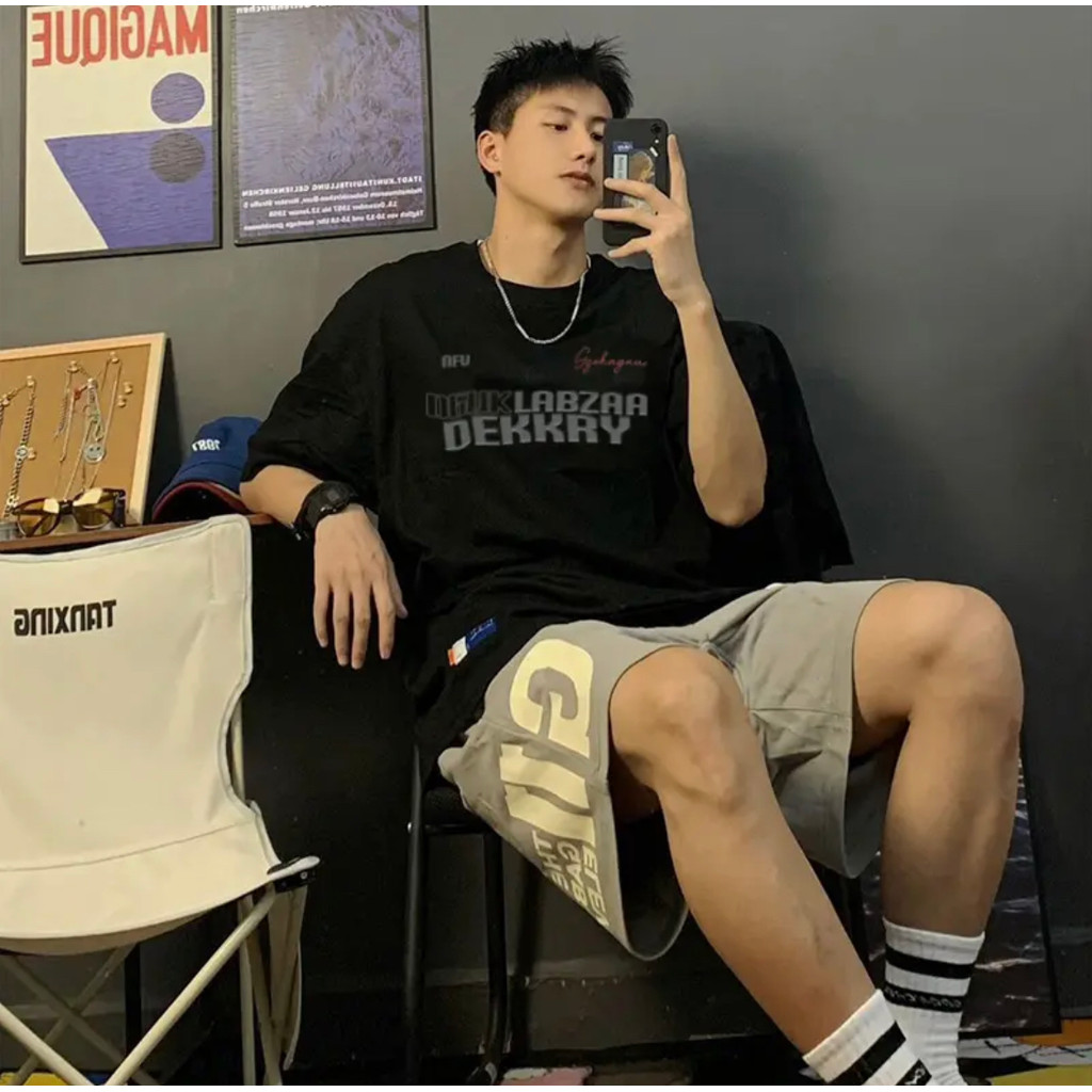 High Street oversize Street Wear ครึ่งแขน