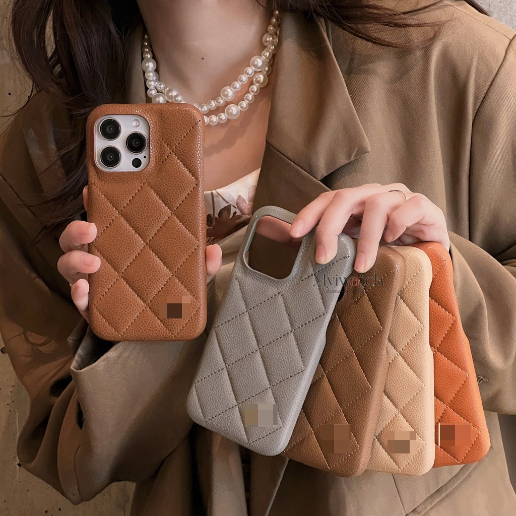 High-fashion หนังสําหรับ iPhone 17 PRO MAX 16 15 14 13 PRO MAX ขนมเปียกปูนการออกแบบเนื้อครอบคลุมเต็มรูปแบบขนาดใหญ่หลุม Anti Falling ฝาครอบ