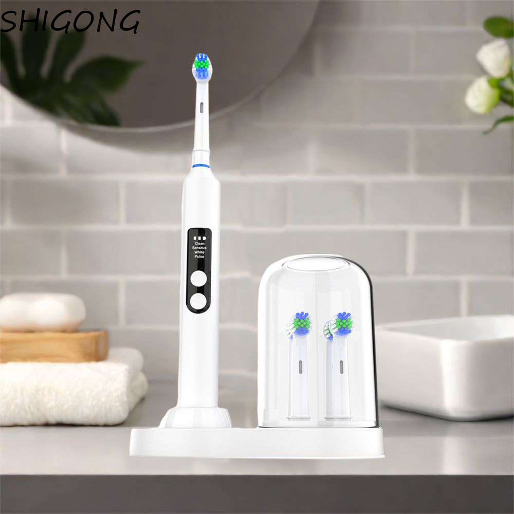 SHIGONG 2 ชุดหัวแปรง Storage Bracket,ประหยัดพื้นที่ 2 in 1 ชั้นวางแปรงสีฟันไฟฟ้า,พลาสติกสากลพร้อมแท่