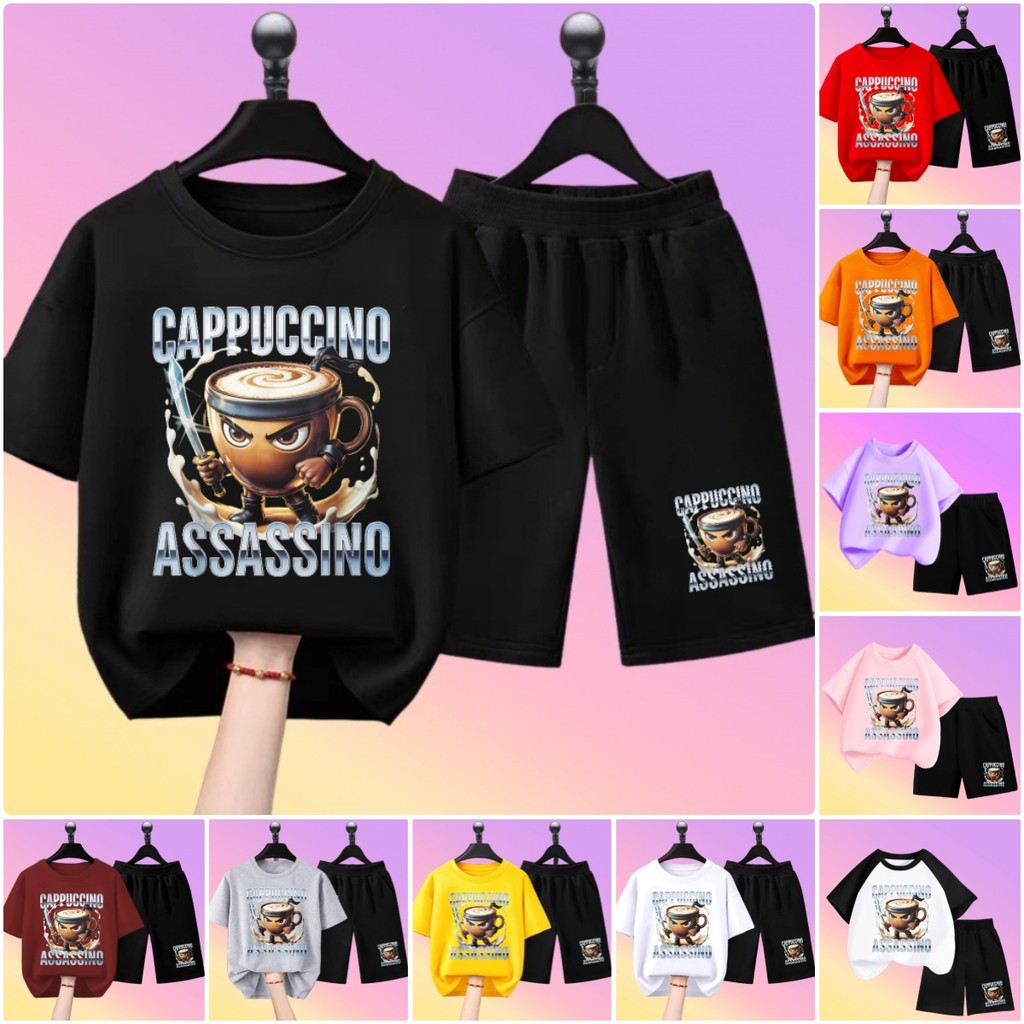 ชุดเด็กเสื้อผ้าเด็กเสื้อยืดแขนสั้น+กางเกงขาสั้น เซท 2 ชิ้น Italian Brainrot#161
